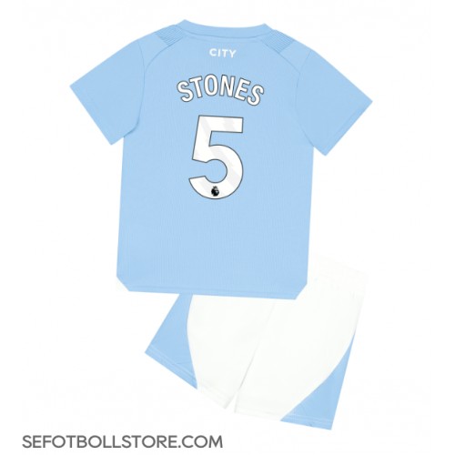 Manchester City John Stones #5 Replika babykläder Hemmaställ Barn 2023-24 Kortärmad (+ korta byxor)